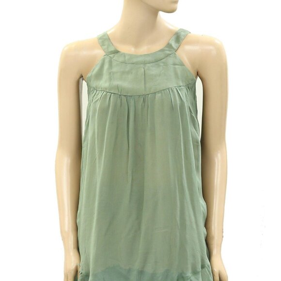 Saivana Anthropologie Green Tunic Tank Top  Solid Sleeveless Beach XS New - Picture 2 of 5